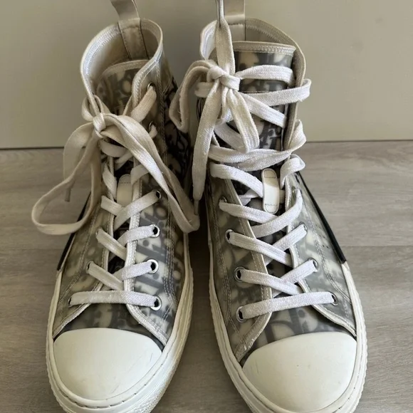 Dior-B23 High-Top Sneaker White And Black Dior Oblique Canvas Sz 40 us 7